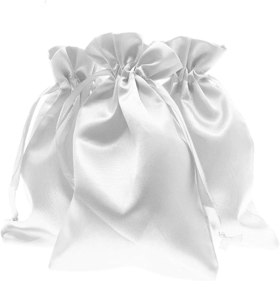 5 Inch x 8 Inch White Satin Gift Bags 50 Per Pack