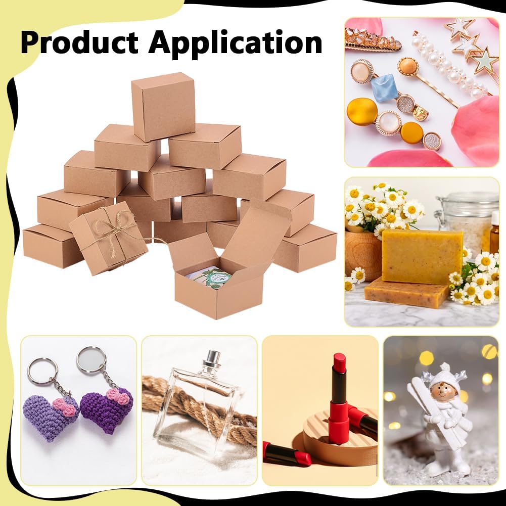 PH PandaHall 30pcs Foldable Square Candy Gift Boxes BurlyWood