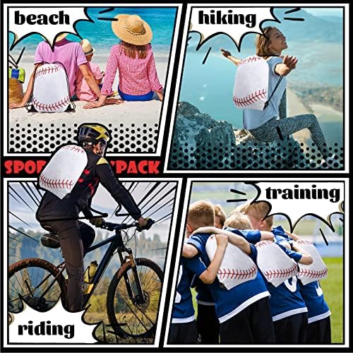 Silkfly 24 Pcs Baseball Drawstring Backpack Goodie Bags for Kids Sports