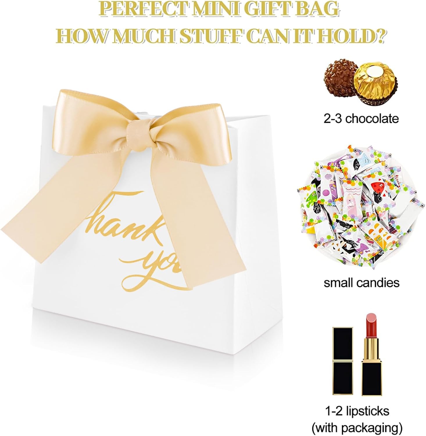 SHAIDOJIO 24Pcs Mini Gift Bags with Gold Bow