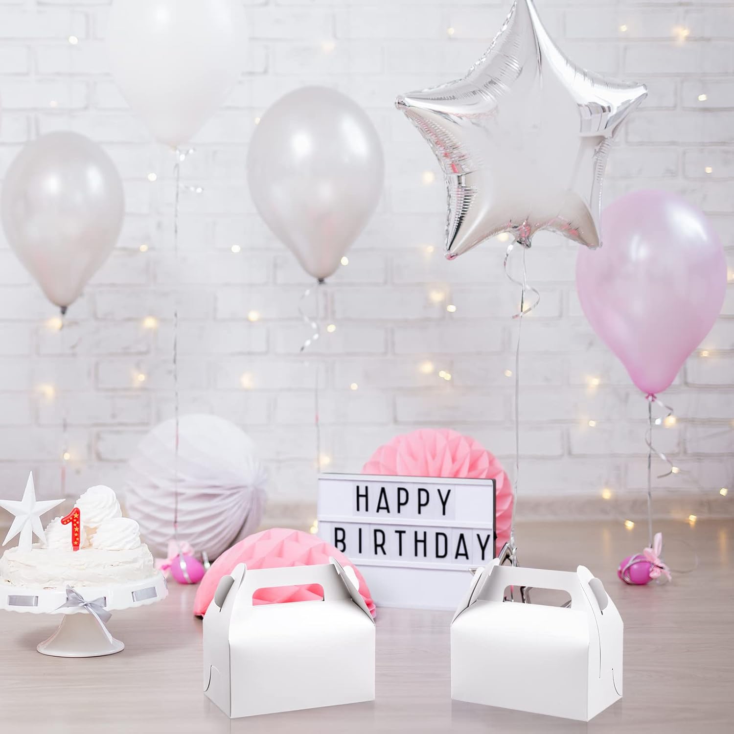 Geyee 100 Pcs White Gable Gift Boxes