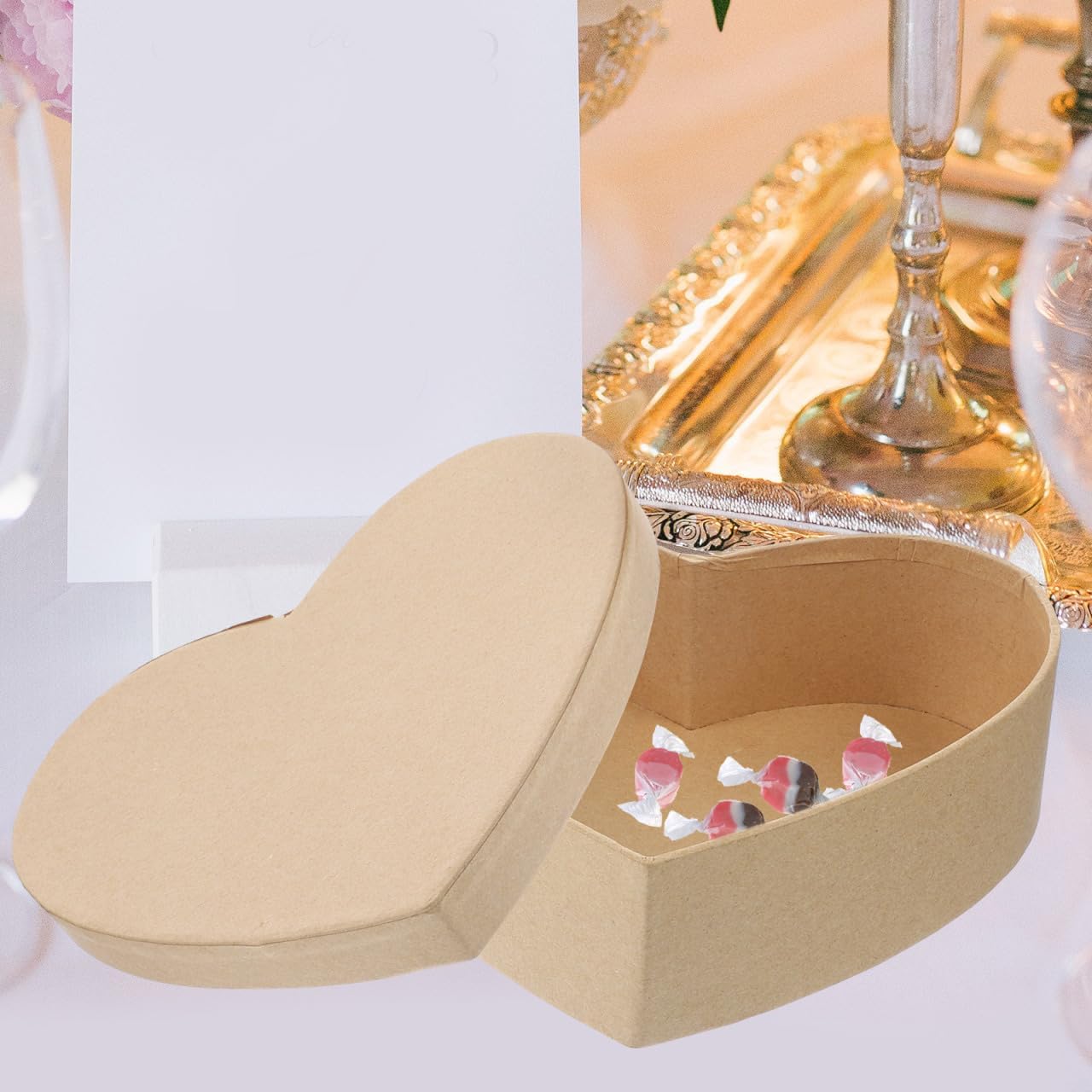 Ipetboom Heart Kraft Paper Box with Lids 65x49x2 Inch