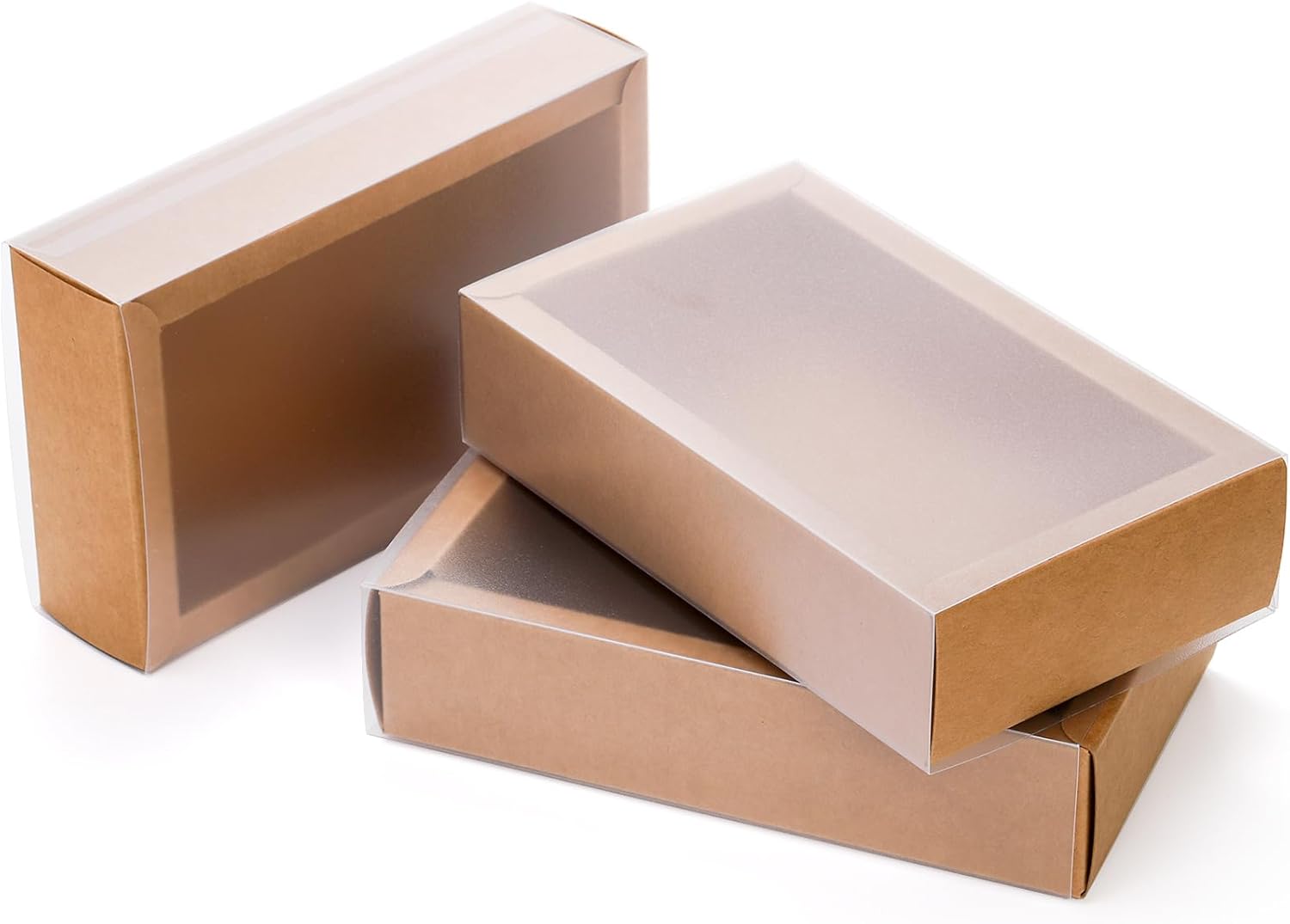 Kingrol 40 Pack Kraft Paper Drawer Boxes with Window