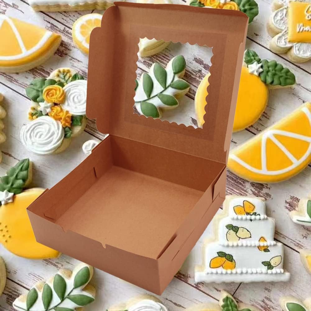 Brown Kraft Gift Boxes 10in with Window 10 Pack