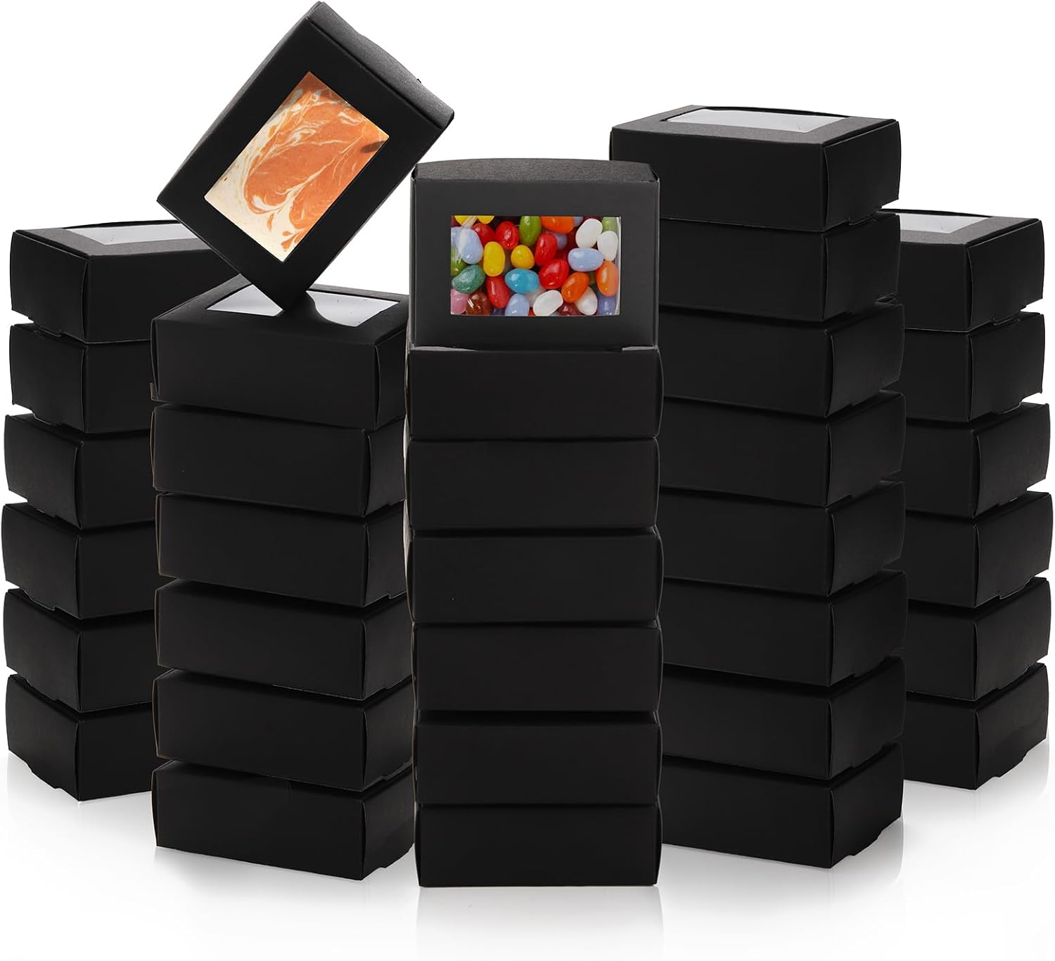 Lyellfe 100 Pack Kraft Soap Box with Window