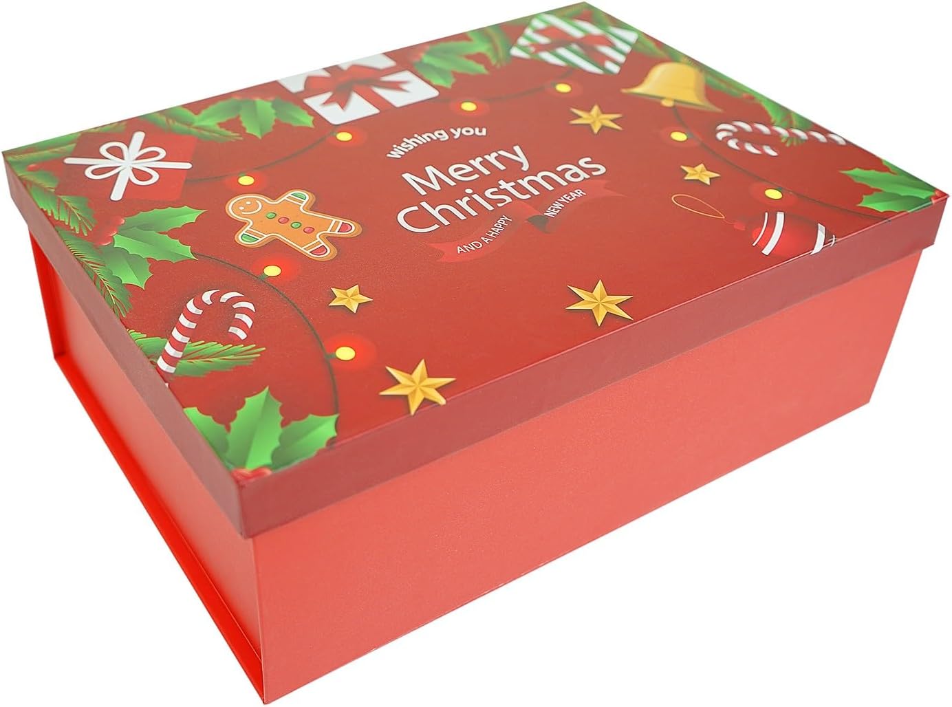 Red Christmas Gift Boxes with Lids 10 Pack