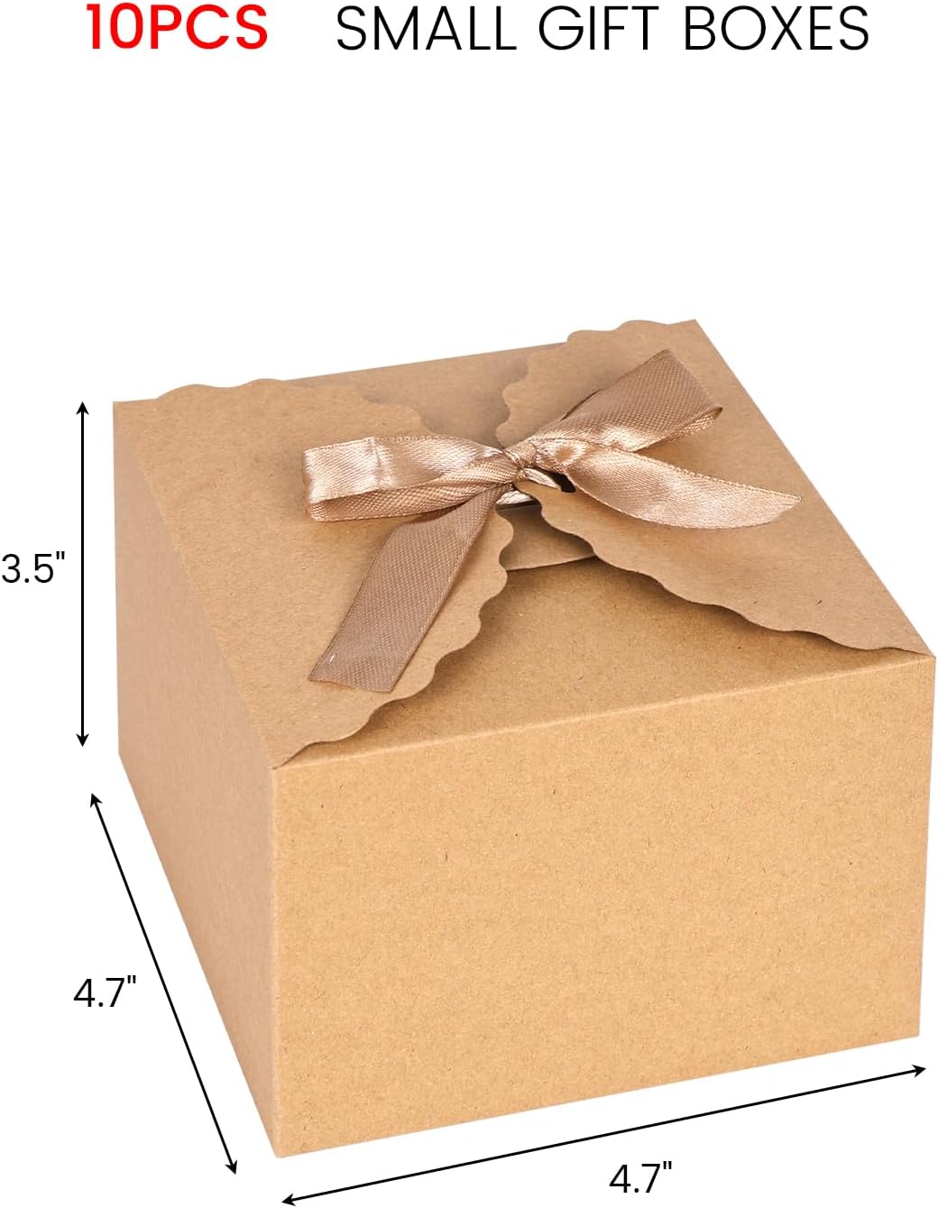 VGOODALL 10PCS Brown Gift Boxes with Ribbon