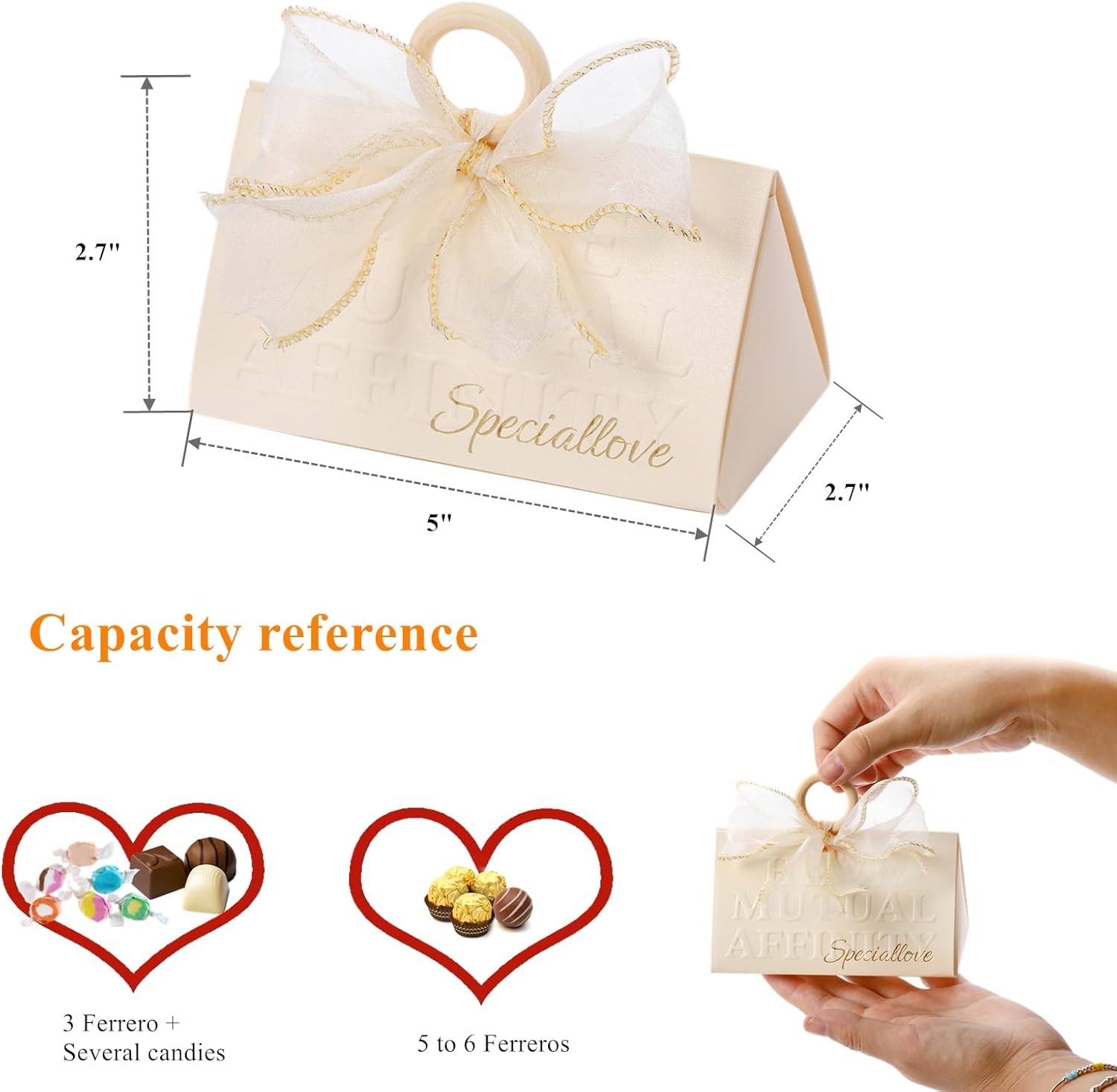 Yopay 30 Pack Wedding Favor Boxes with Handle and Gold Ribbons