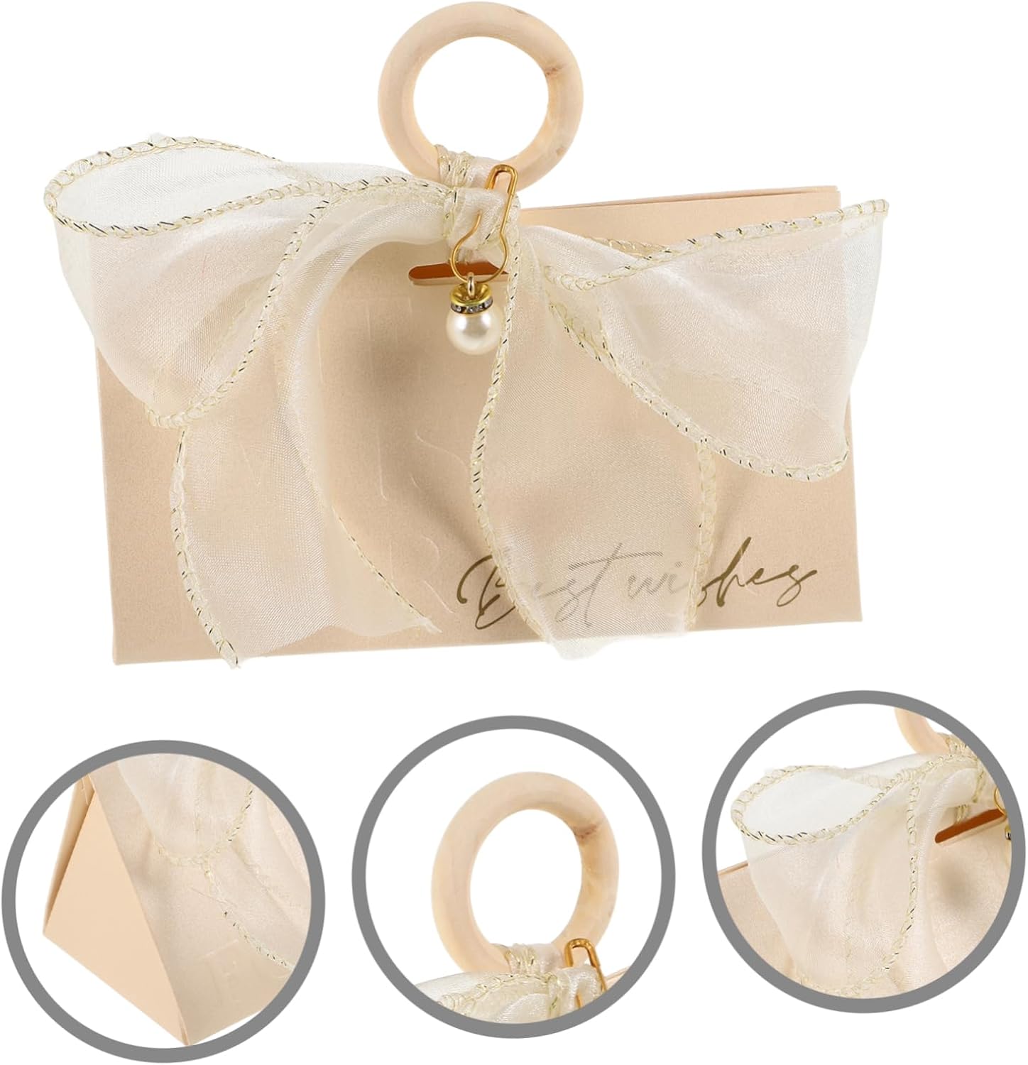 KOMBIUDA 10pcs Wedding Favor Boxes with Handle and Gold Trim
