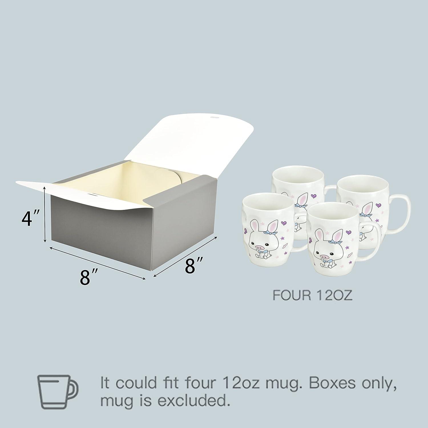 HUAPRINT Gray Gift Boxes with Lids 8x8x4 Inches 12 Sets