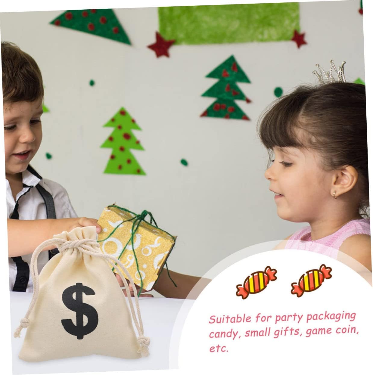 Holibanna 10 Pcs Canvas Drawstring Bags Set for Party Favors