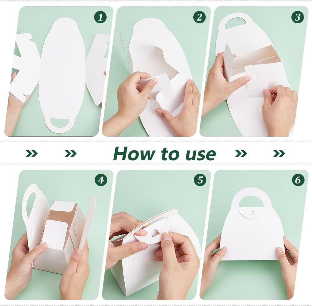 PH PandaHall 10pcs White Treat Boxes with Handles for Gift Giving