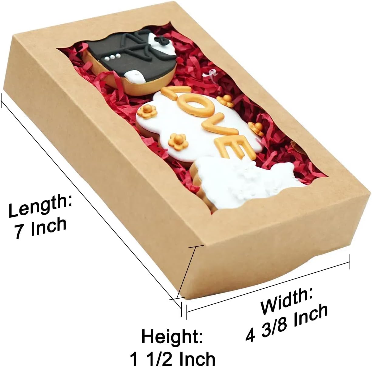 20 Pcs Kraft Cookie Boxes with Window 7x4375x15 Inch