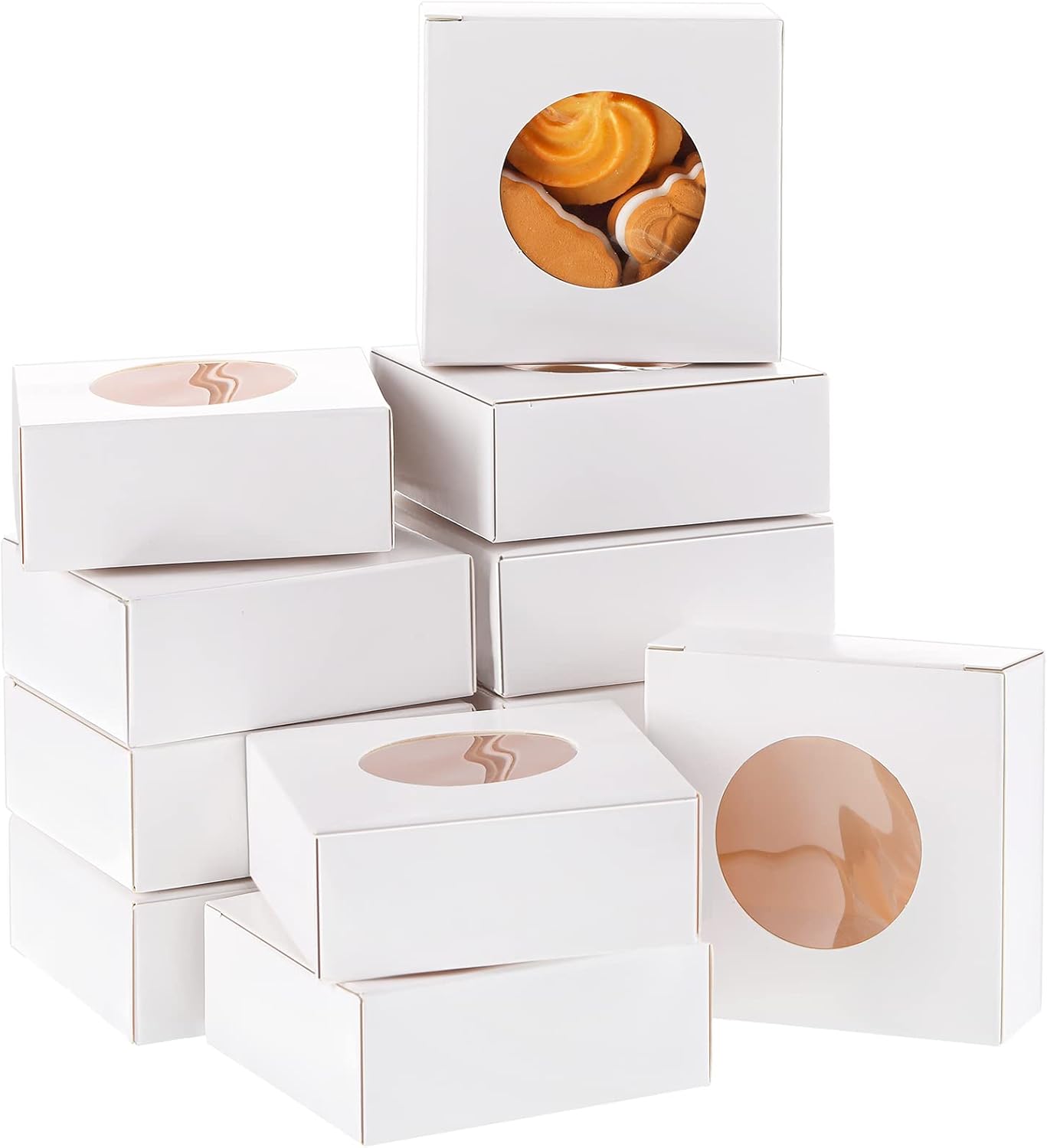 Chinco 30 Pcs Kraft Paper Gift Boxes with Clear Window