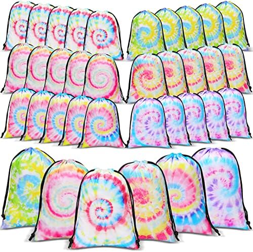 Zhengmy Tie Dye Party Favor Bags 24 Pack Spiral Style