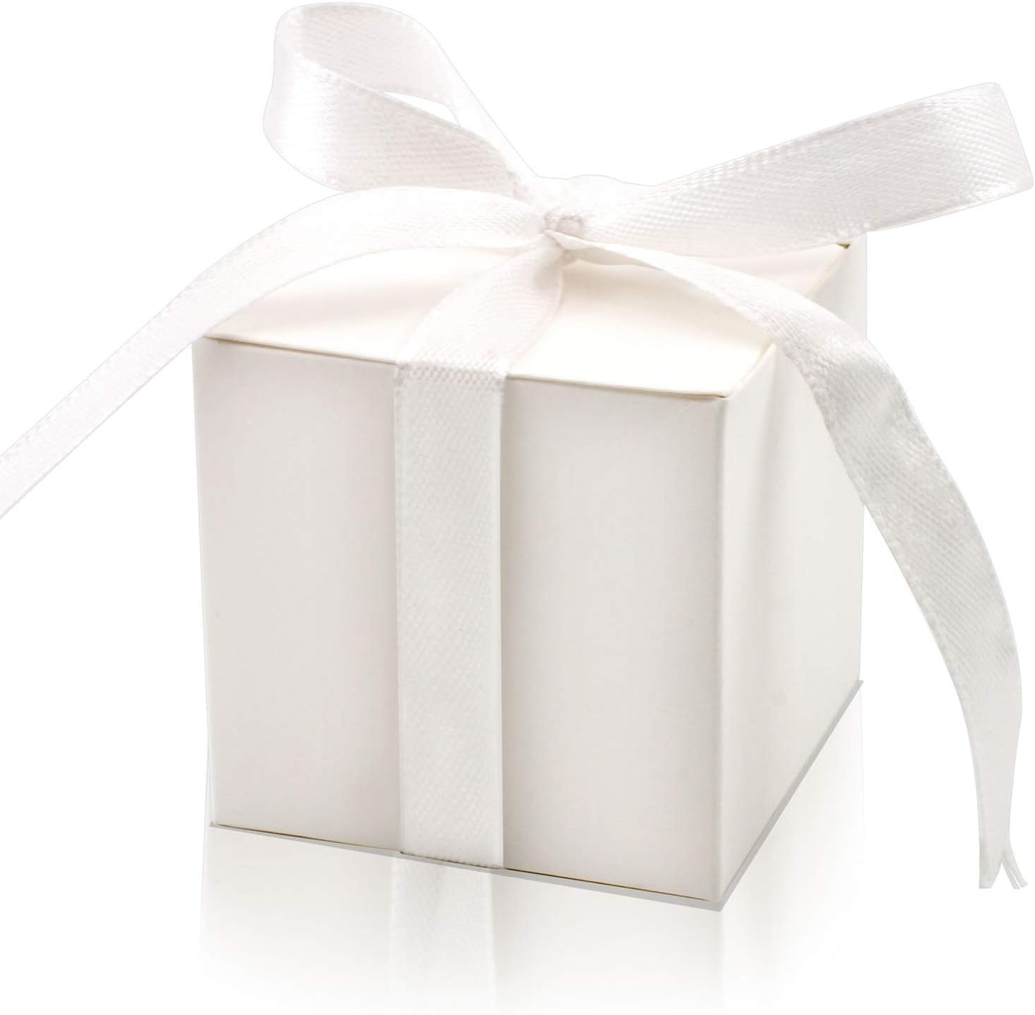 KPOSIYA 100 Pack 2x2x2 Inch White Gift Boxes with Ribbons