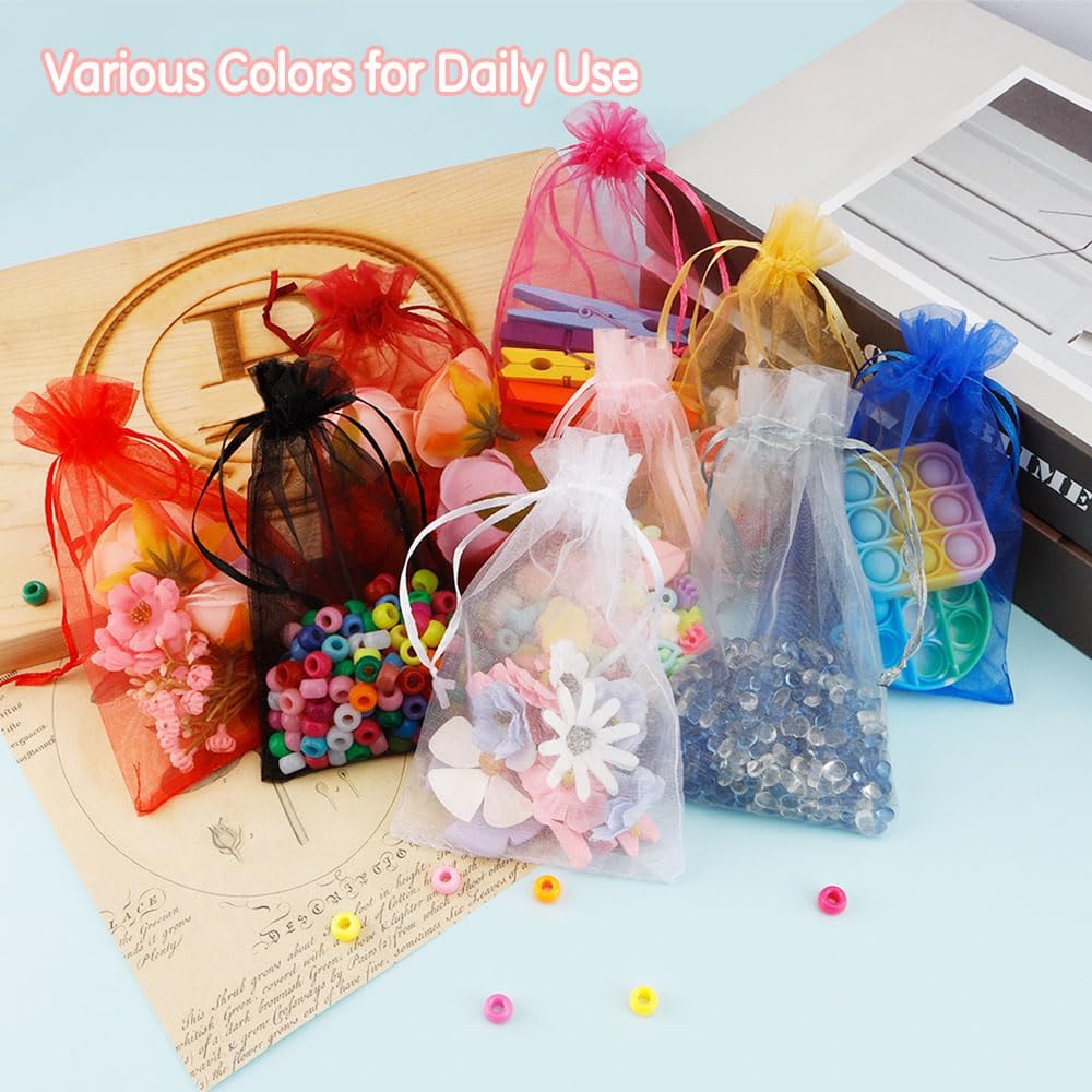 Muyurra Organza Gift Bags 4x6 50Pcs Sheer Drawstring Mesh Bags