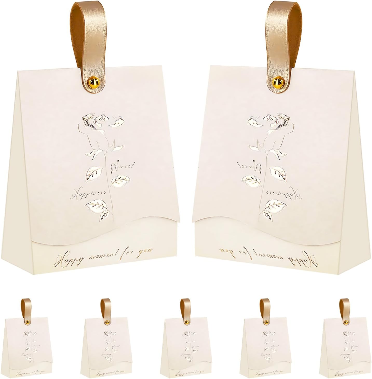 FAYEVIVI 20pcs Beige Gift Boxes with Handles for Parties