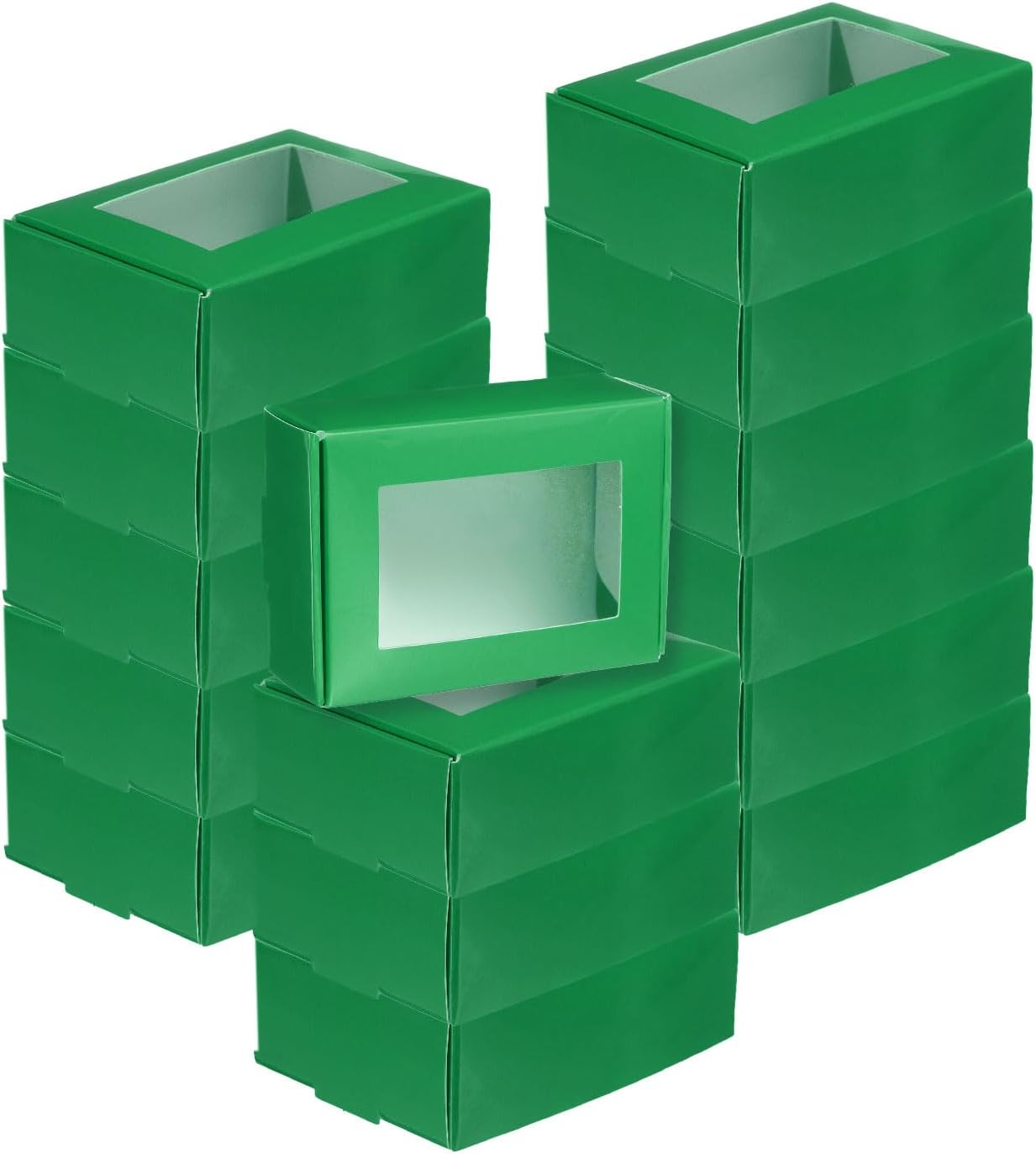 Uxcell 20Pcs Kraft Soap Boxes with Clear Window Green
