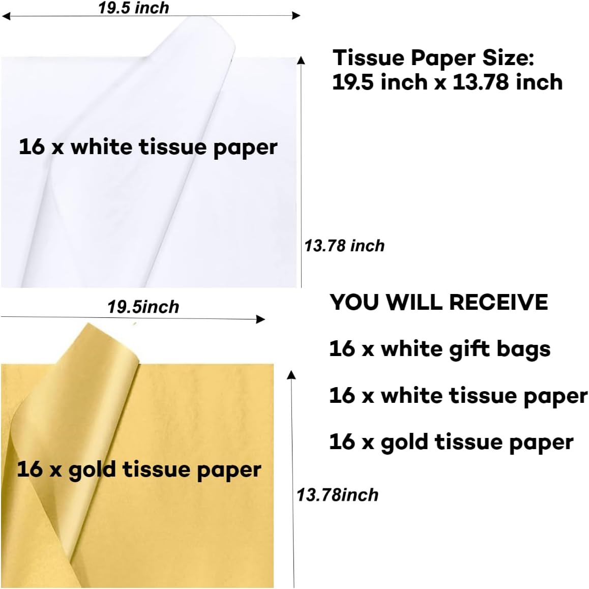 JUNESHE Mini White Gift Bags with Handles 16 Pack