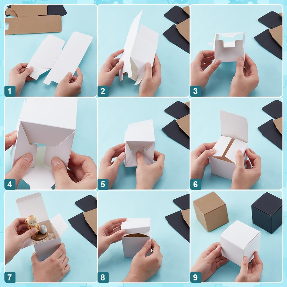 PH PandaHall 30pcs Brown Square Paper Gift Boxes
