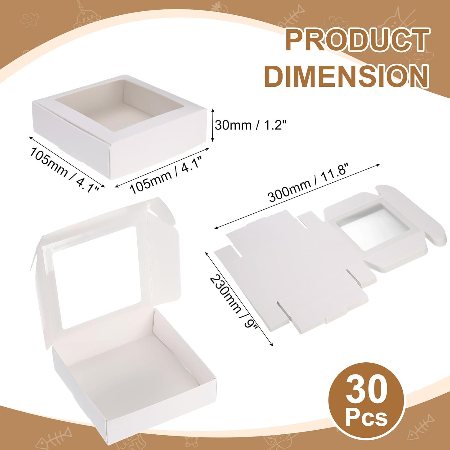 Uxcell 30Pcs Mini Kraft Soap Boxes with Clear Window for Gifts