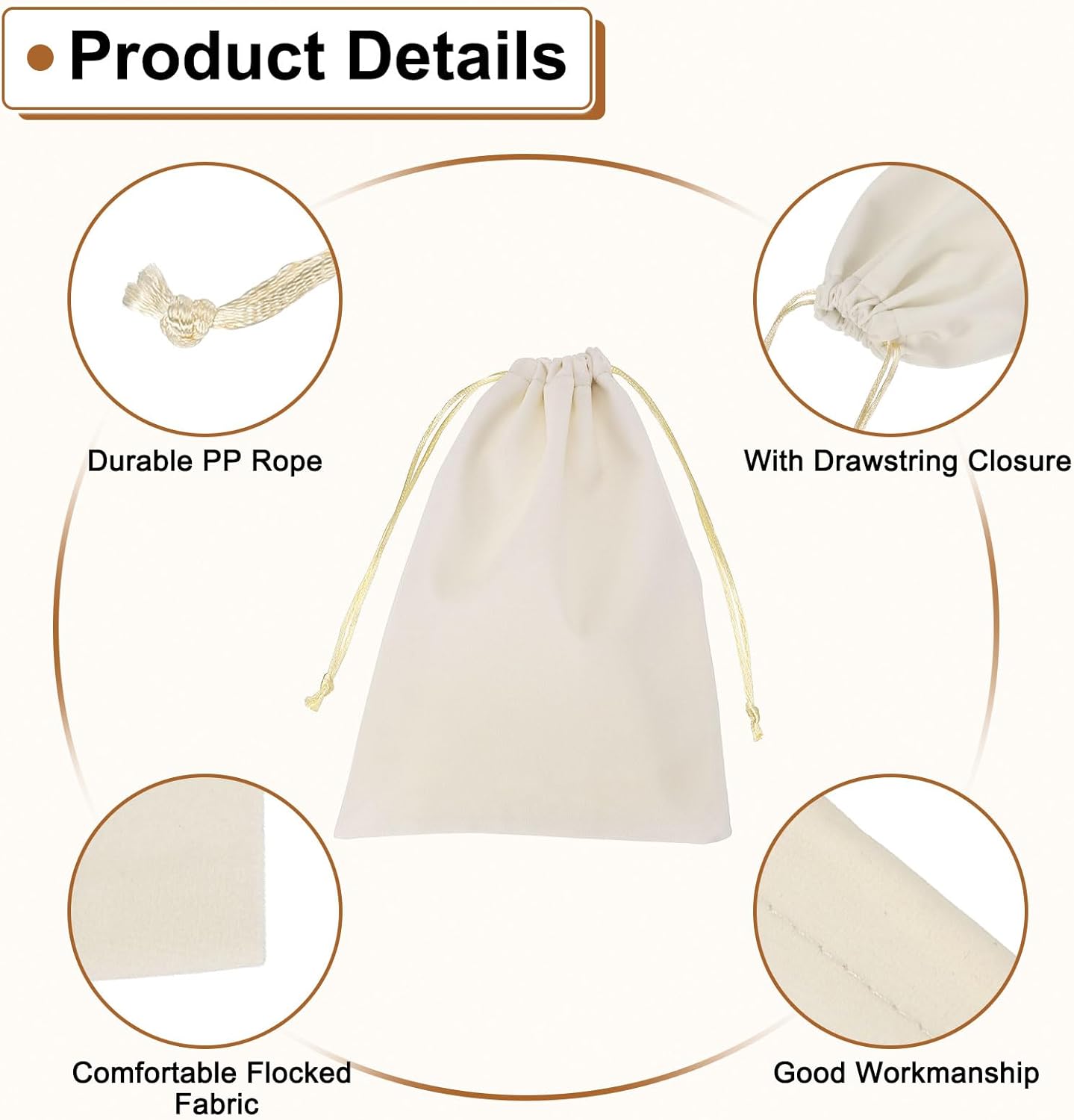 HARFINGTON 10pcs Flocked Cloth Drawstring Bags 67x91 Inch
