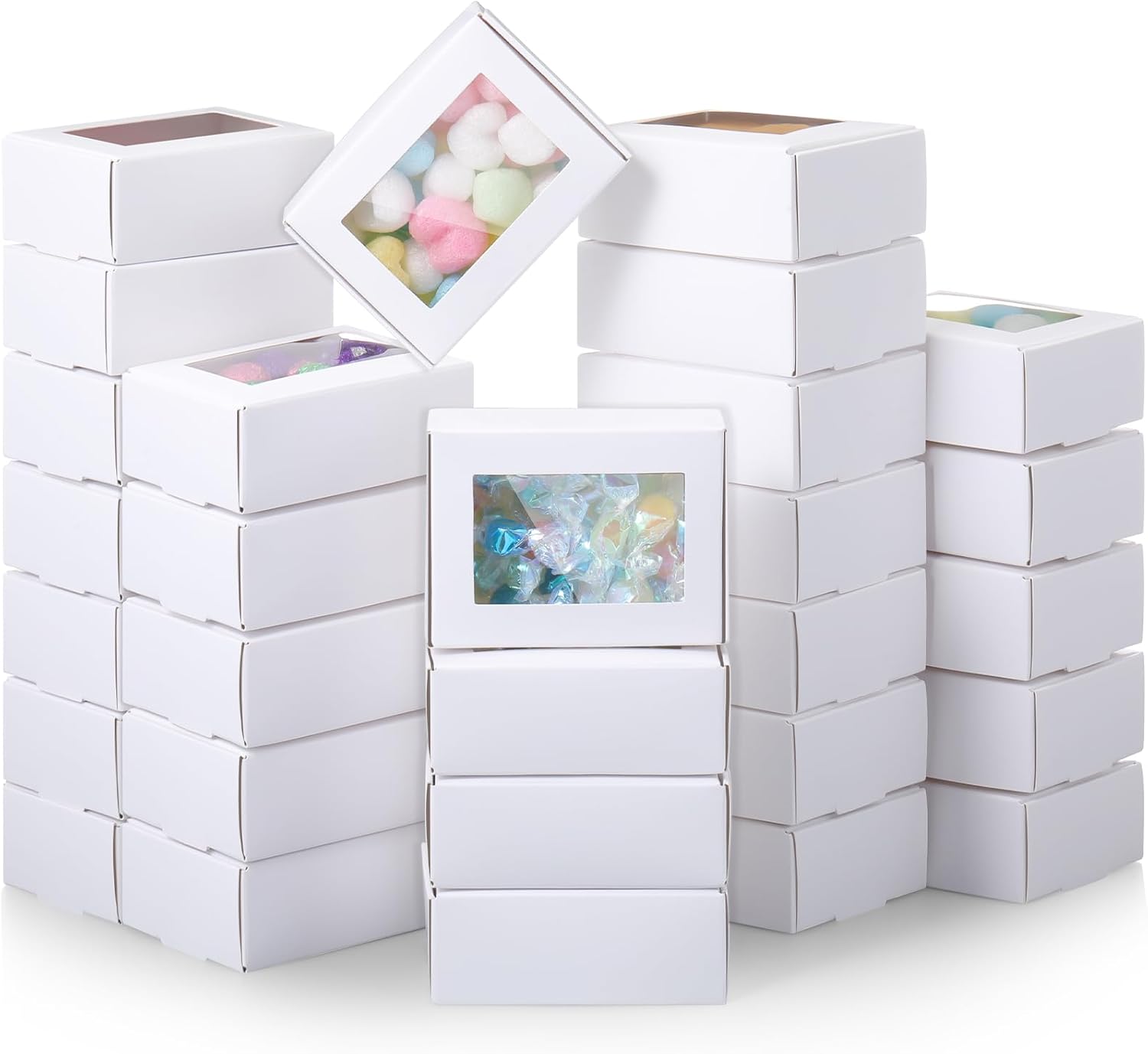 Zonon 100 Piece Kraft Soap Boxes with Clear Window