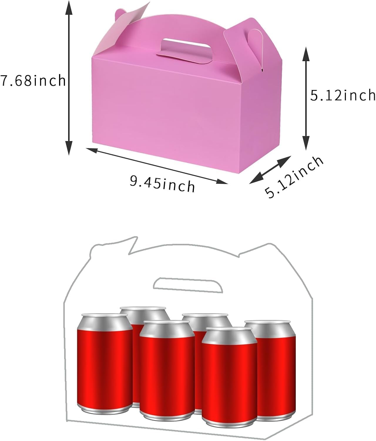 Aosric 12 Pink Gable Boxes with Handles for Gifts