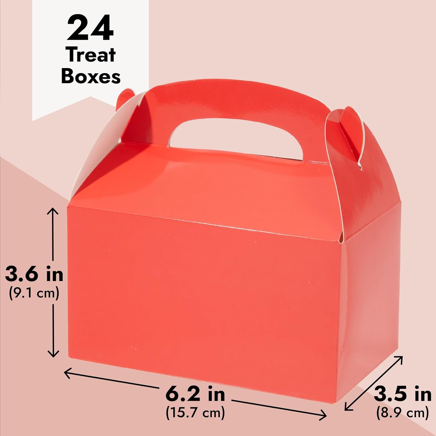 Juvale 24-Pack Red Gable Boxes with Handles