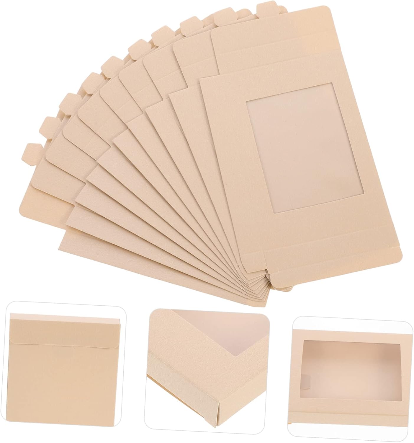 PRETYZOOM 10pcs Beige Kraft Paper Favor Boxes with Window