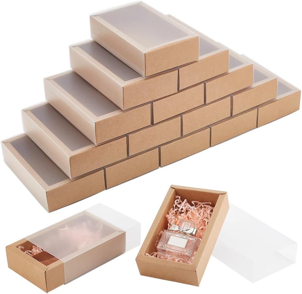 BENECREAT 30 Pack Rectangle Brown Kraft Gift Boxes