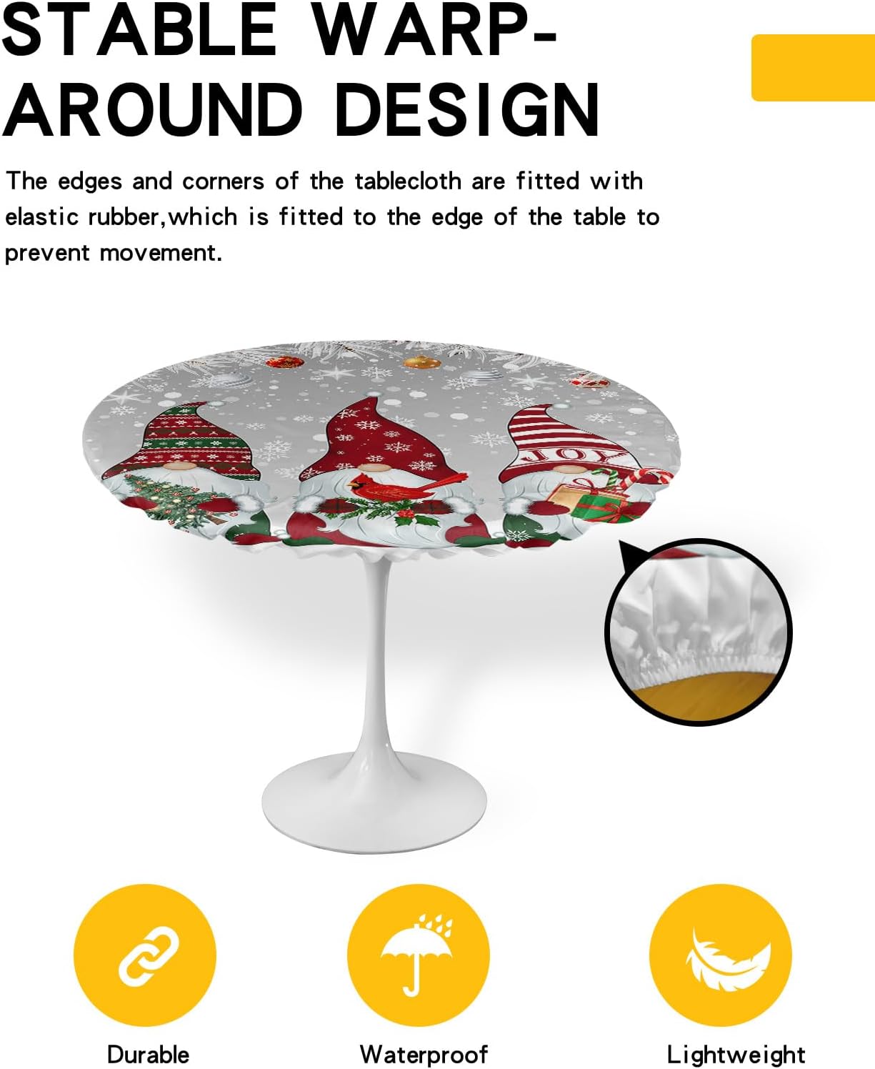 ZOE GARDEN Christmas Gnomes Waterproof Table Cover