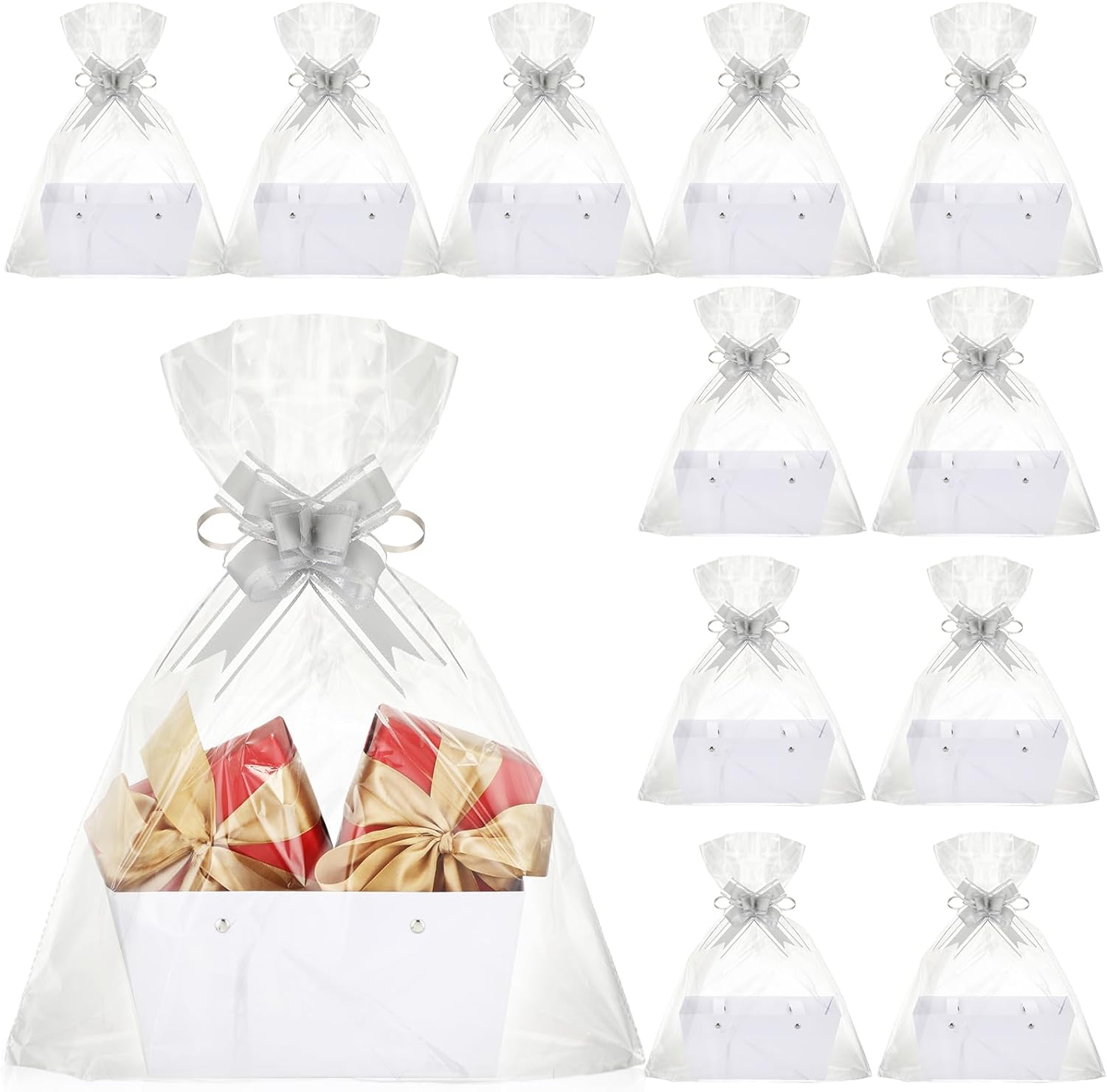 Colarr 12 Pack Empty Gift Baskets with Bows and Handles