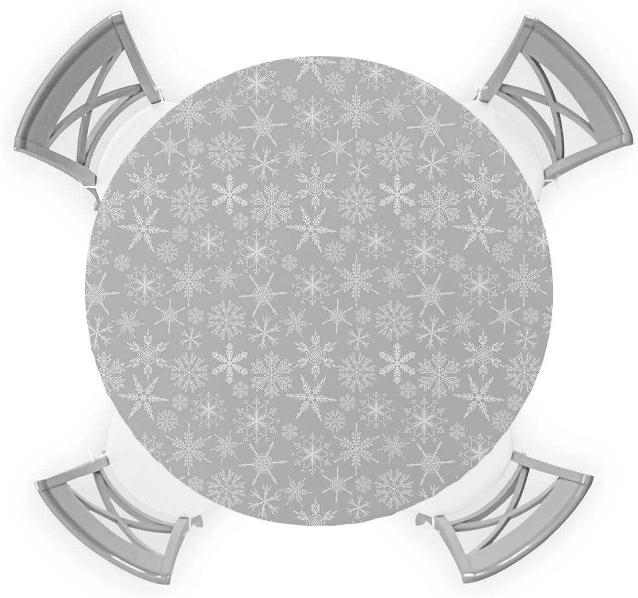 ZOE GARDEN Christmas Snowflake Round Waterproof Table Cover