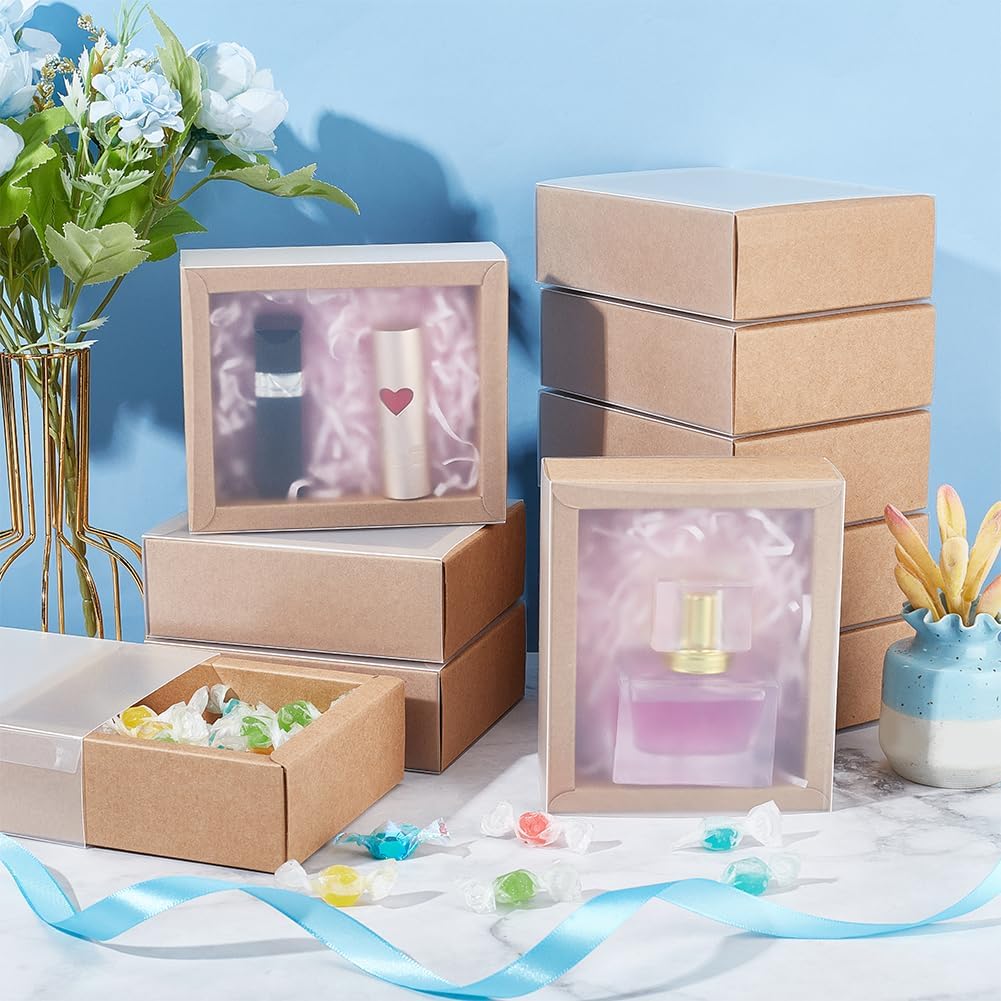 BENECREAT Kraft Gift Boxes with PVC Window