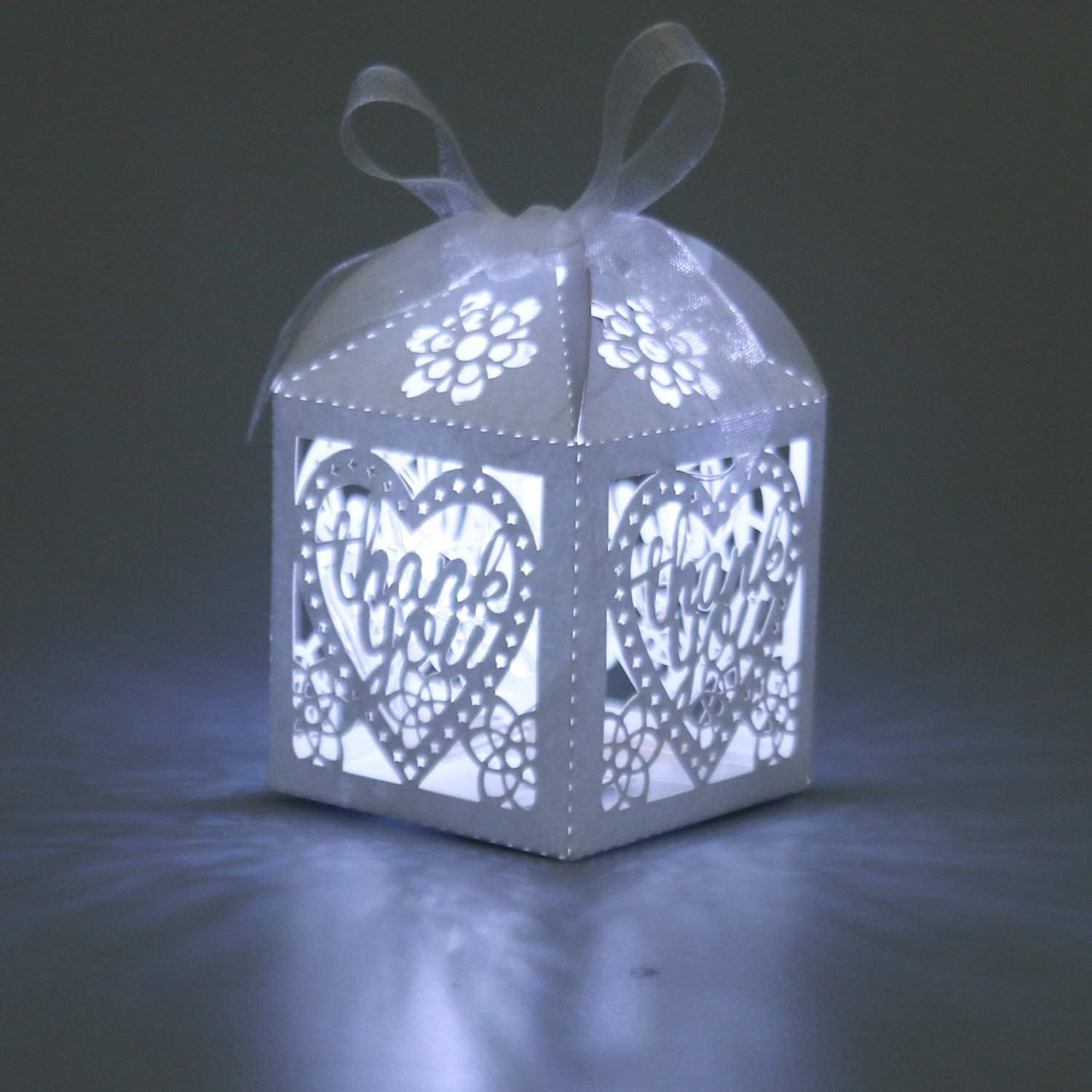 COTOPHER 60pcs Laser Cut Thank You Gift Boxes with Ribbons