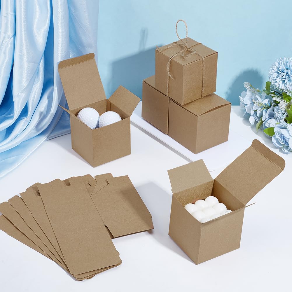 PH PandaHall 30pcs Brown Square Paper Gift Boxes
