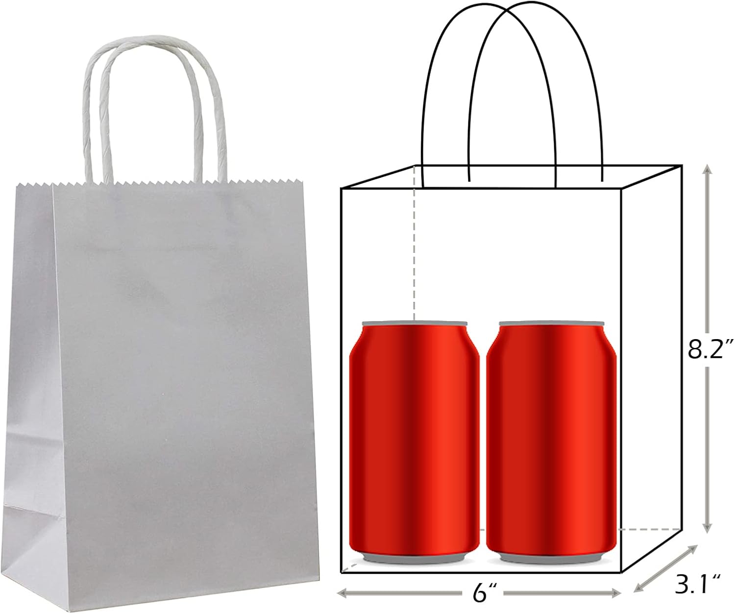 25 PCS Small Gray Kraft Gift Bags with Handles