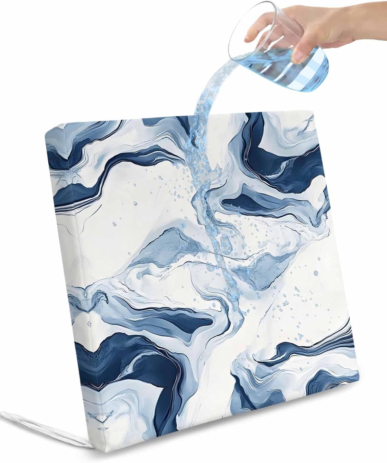 2 Pack Marble Waterproof Cushion Covers with Ties