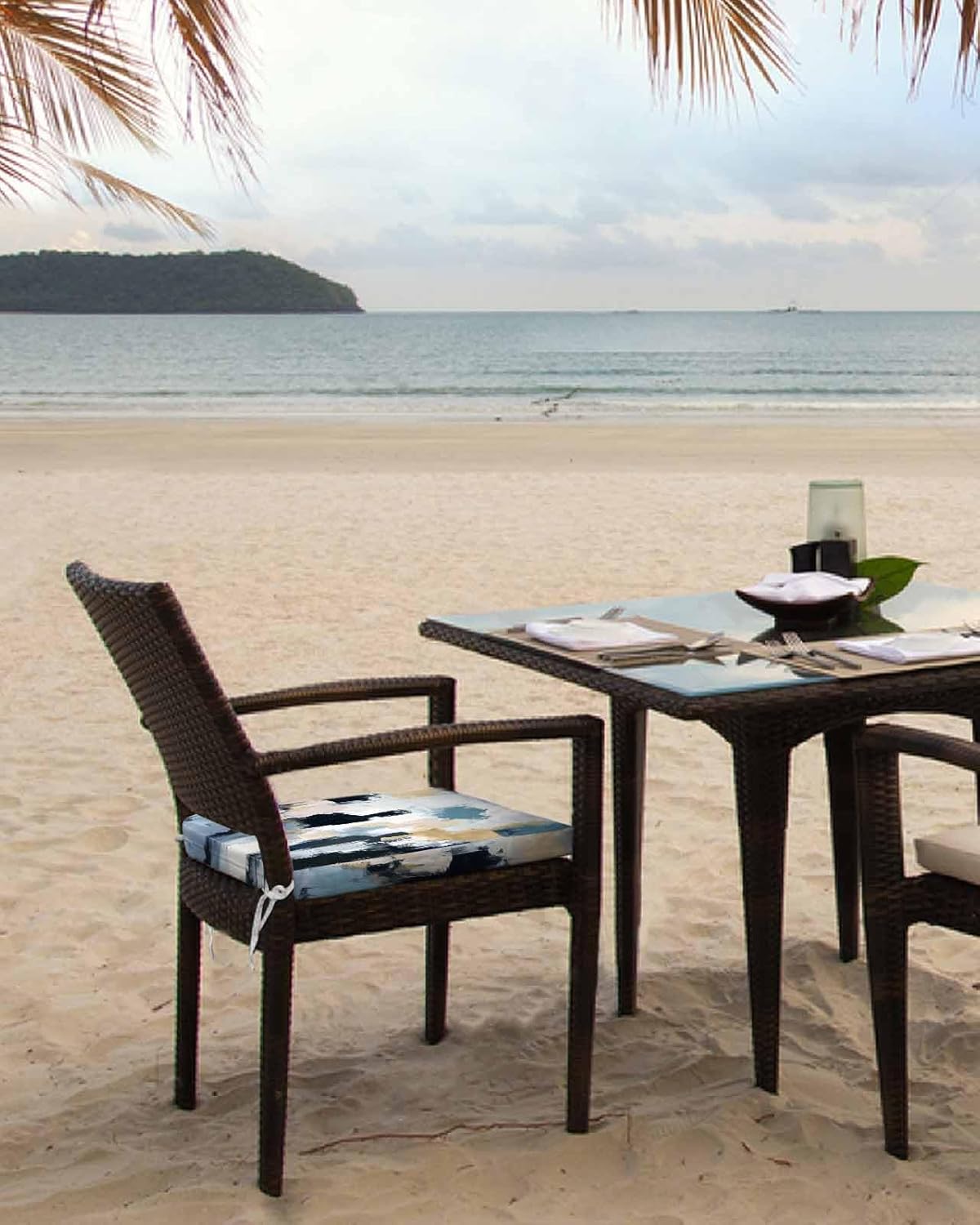 2 Pack Waterproof Canvas Cushion Covers with Ties for Chaise Lounge