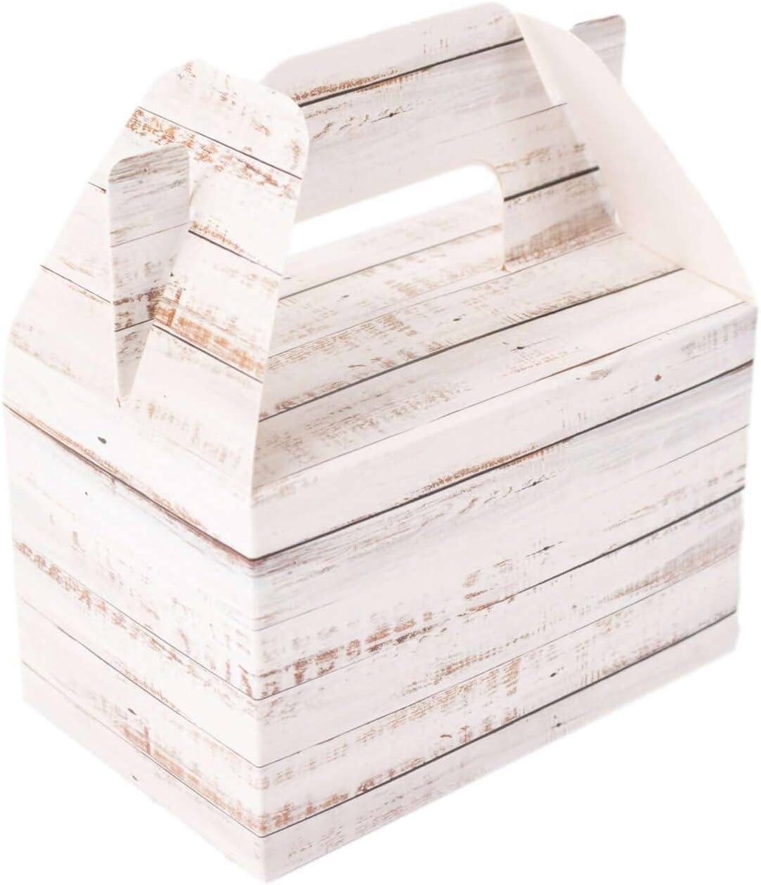 Efavormart 25 Pack Rustic White Gift Boxes with Wood Plank Design