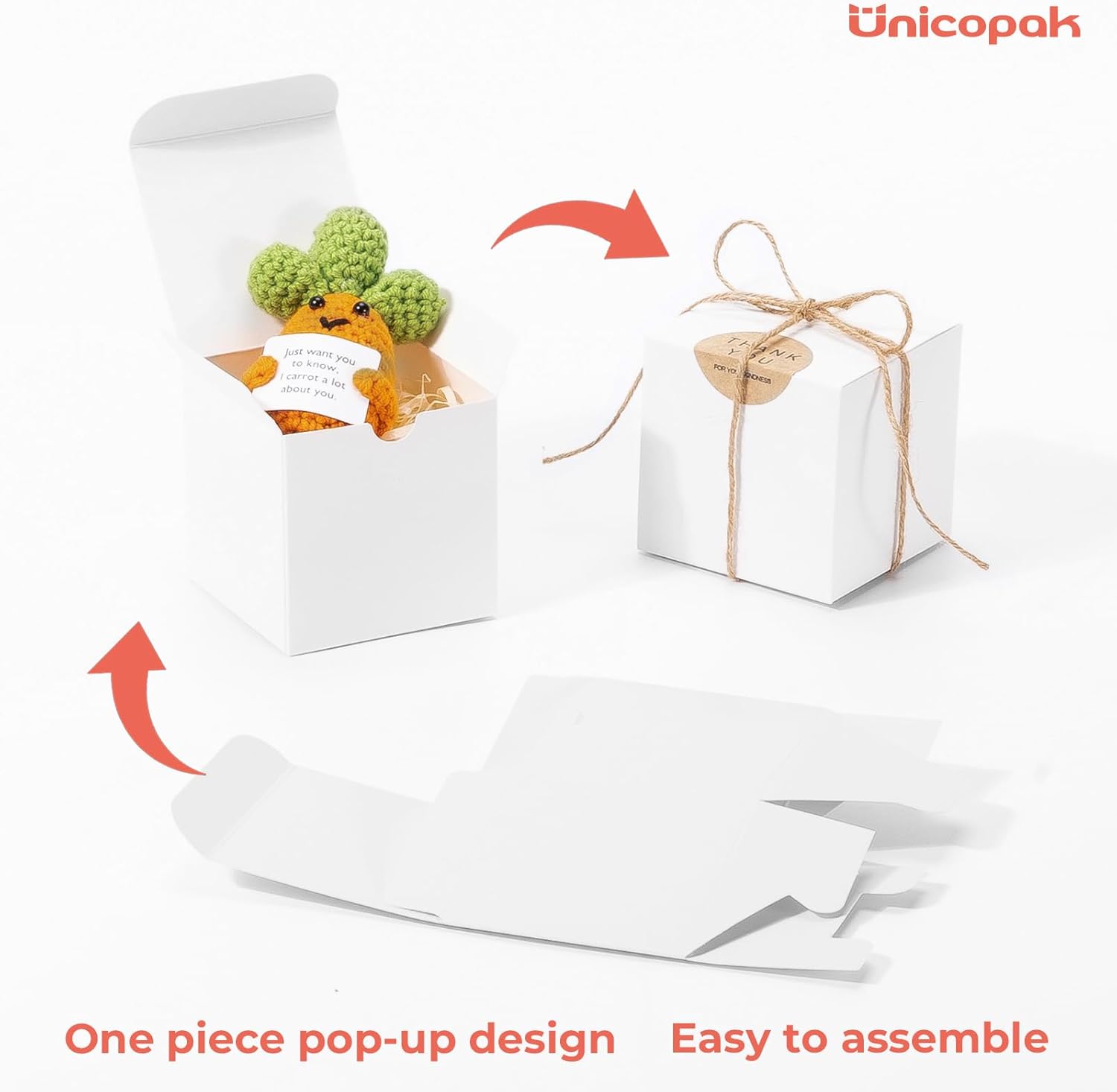 UnicoPak 20 Pack White 3x3x3 Gift Boxes with Lids