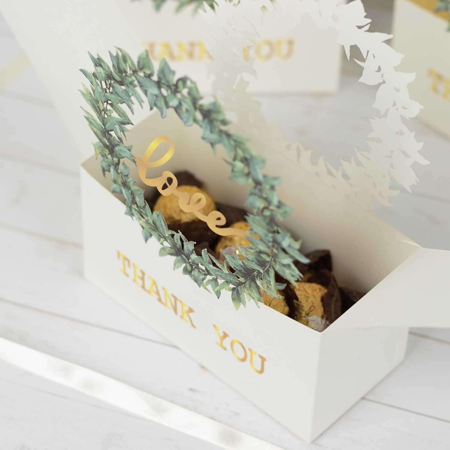Efavormart 25 Pack White Love Wreath Gift Boxes With Ribbon