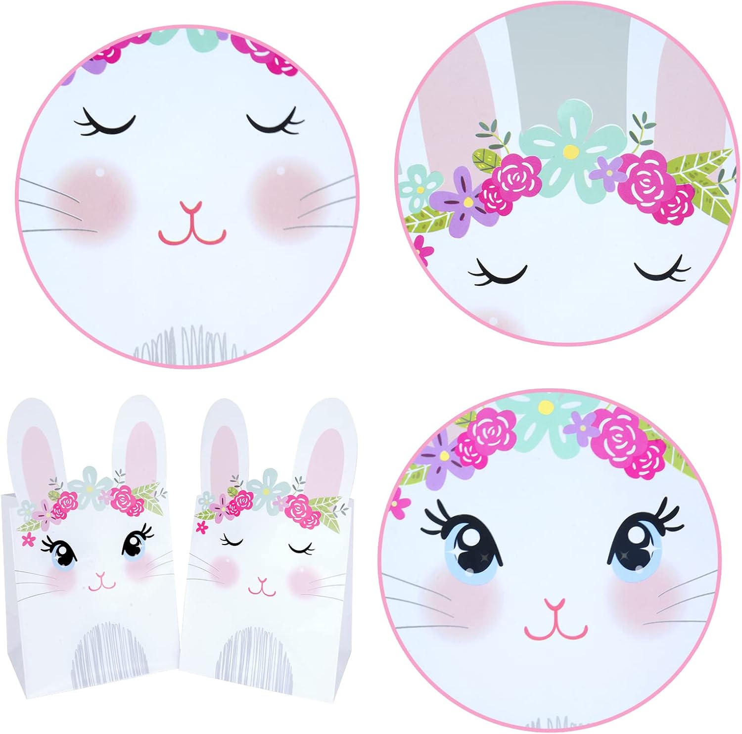 WEEPA 20 Pack Easter Bunny Gift Bags for Kids