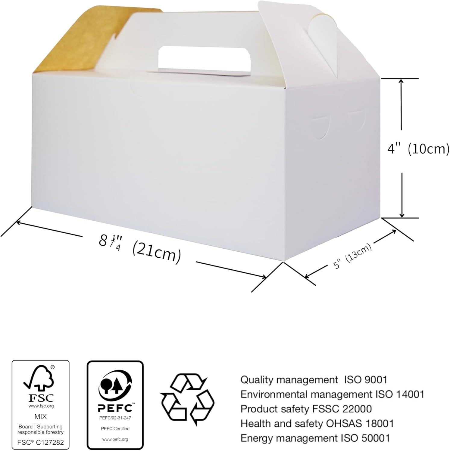PandaPandaPPS 50 Pack White Gable Boxes 825x5x4 for Gifts and Parties