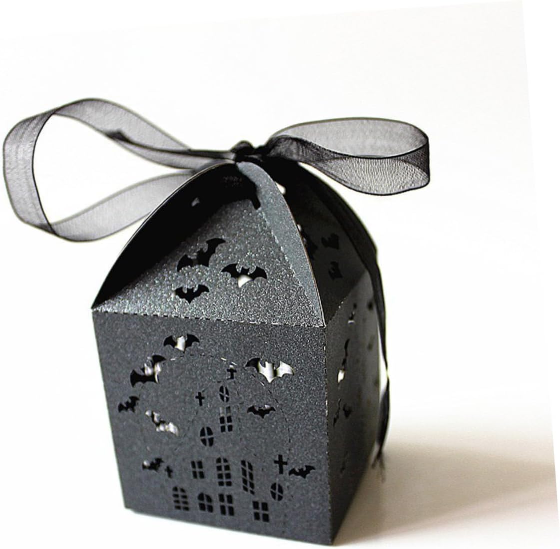 FOMIYES 50Pcs Black Bat Hollowed Gift Boxes for Weddings and Halloween