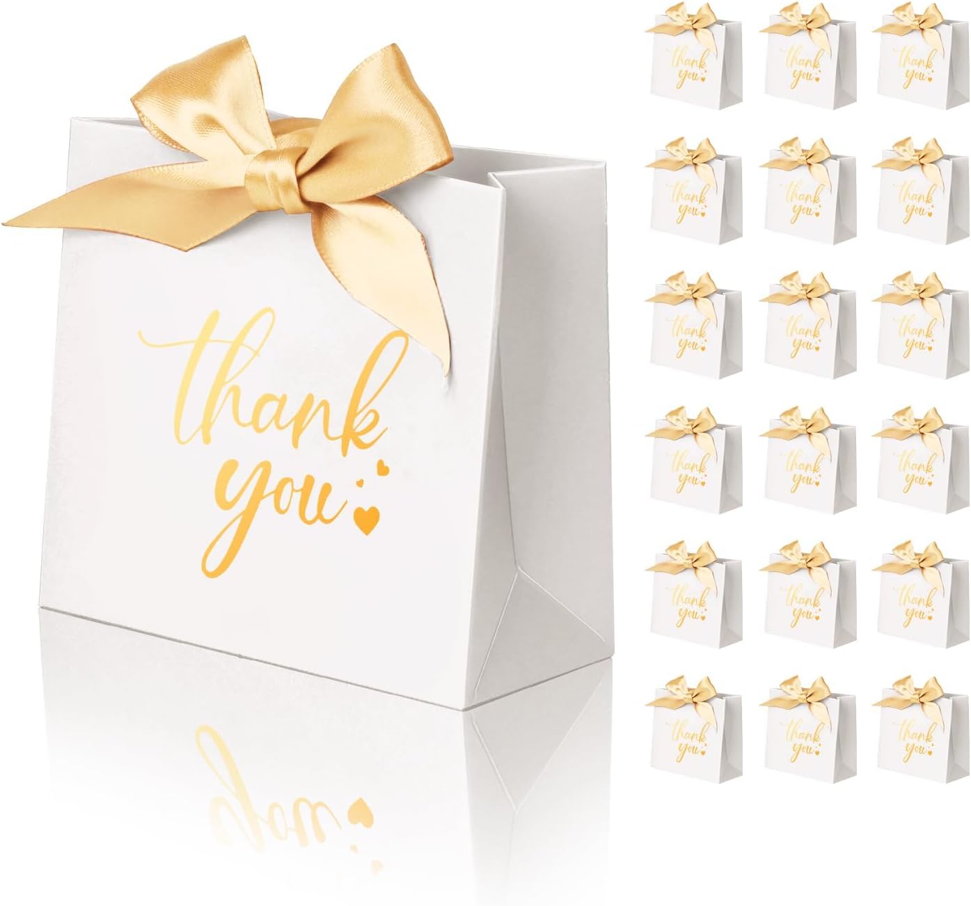 DECHISY 50 Pack Mini Thank You Gift Bags with Ribbon