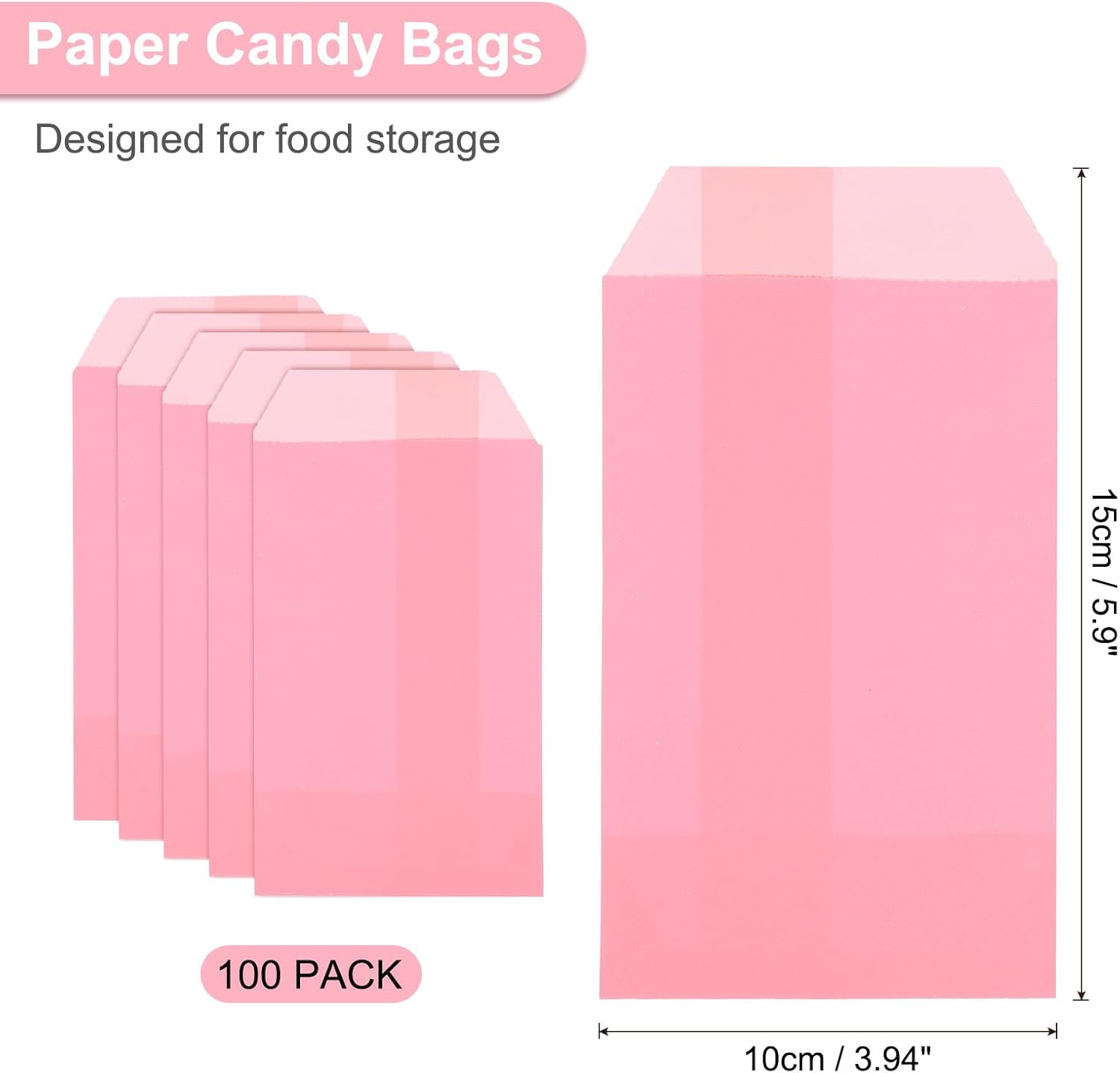 Uxcell 100Pcs Kraft Paper Treat Bags 6x4 Inch