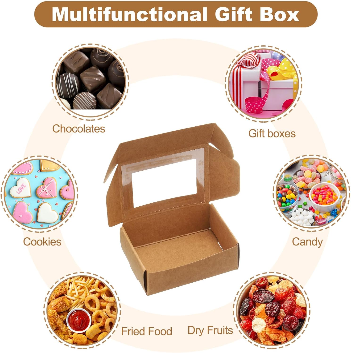 Uxcell 60 Pcs Kraft Soap Boxes with Clear Window